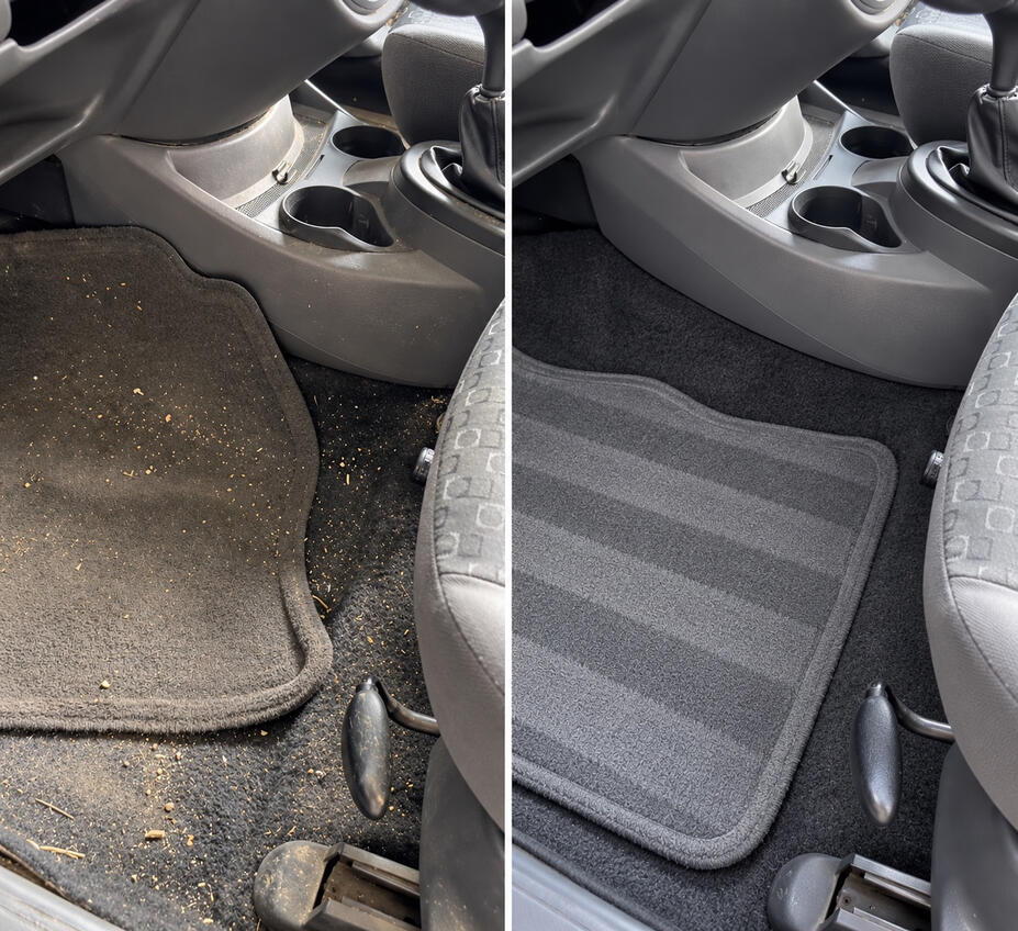 Auto-Vordersitz vor und nach der Reinigung
