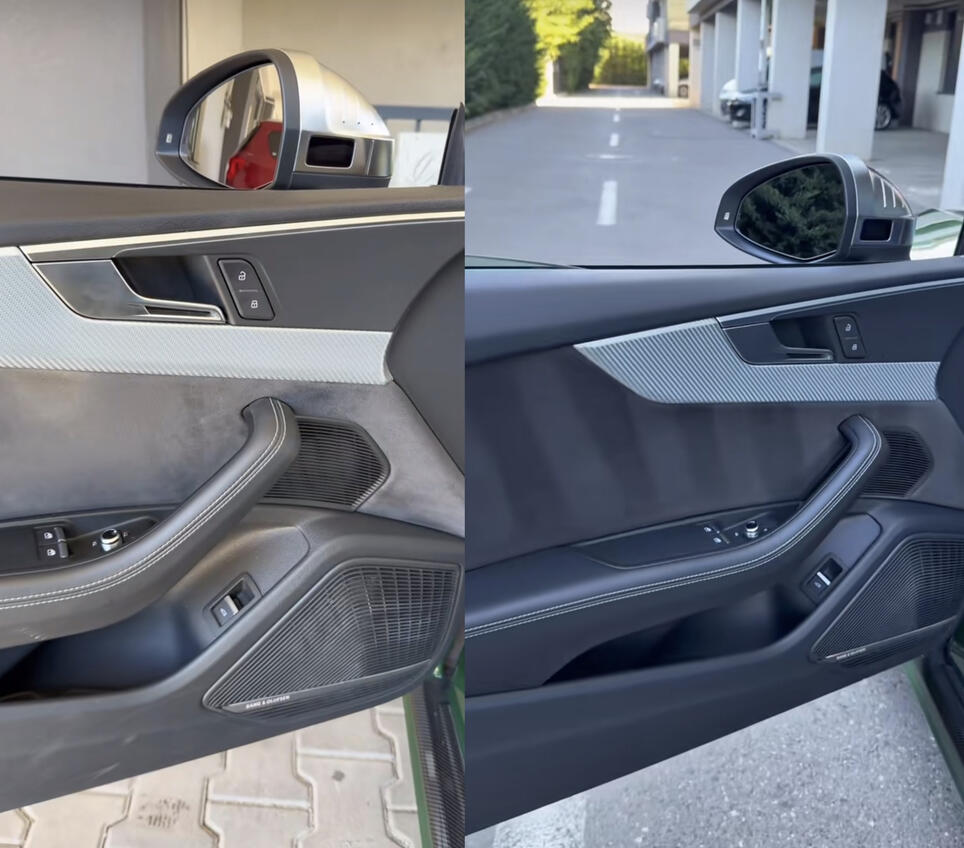 Untitled Türverkleidung im Auto vor und nach der Reinigung
