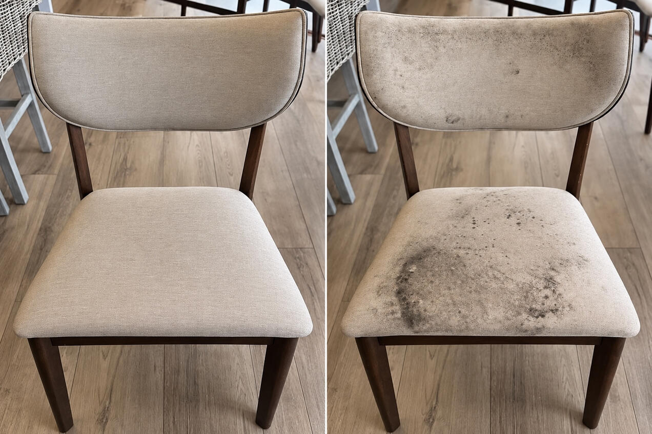 Polsterstühle vor und nach der Reinigung