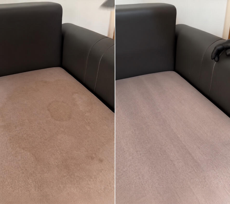 Untitled Sofasitzfläche vor und nach der Tiefenreinigung